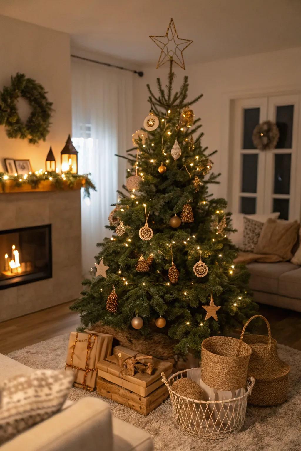 Wooden ornaments are so rustic and sophisticated.