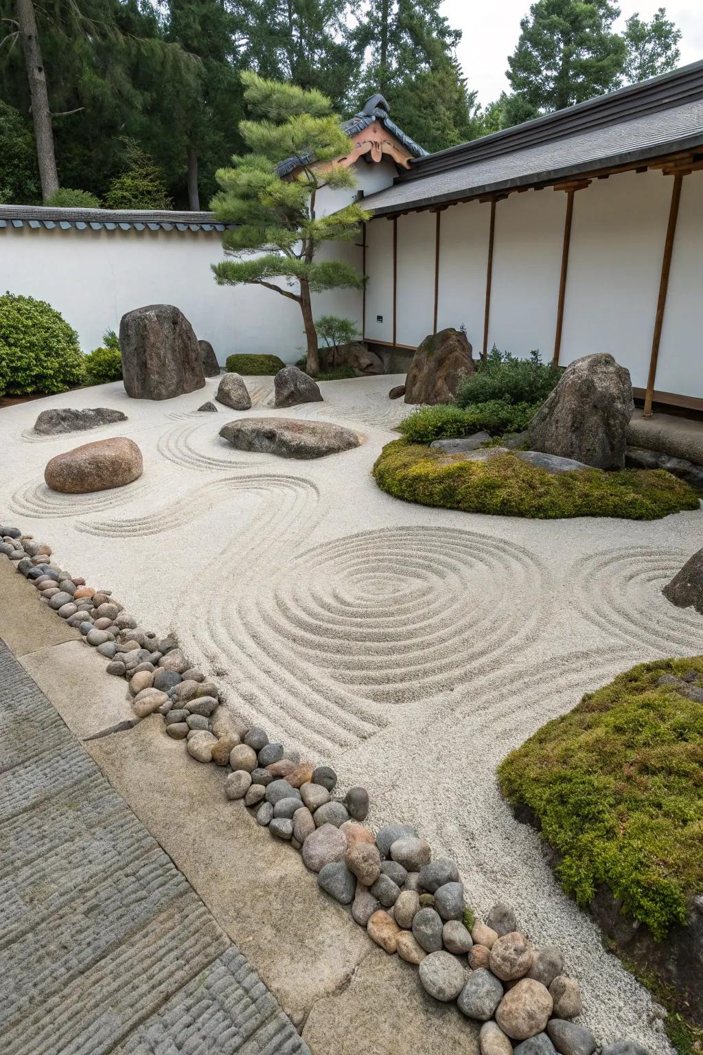 Zen rock gardens provide a serene retreat for contemplation.