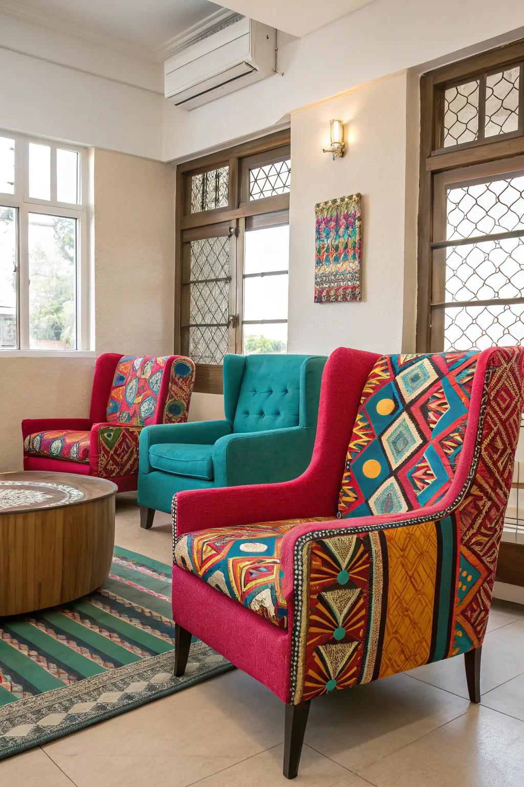 Eye-catching fabric sparking conversation.