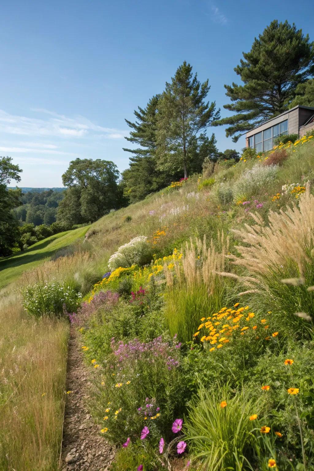 Organic landscaping thrives beautifully on gradients.