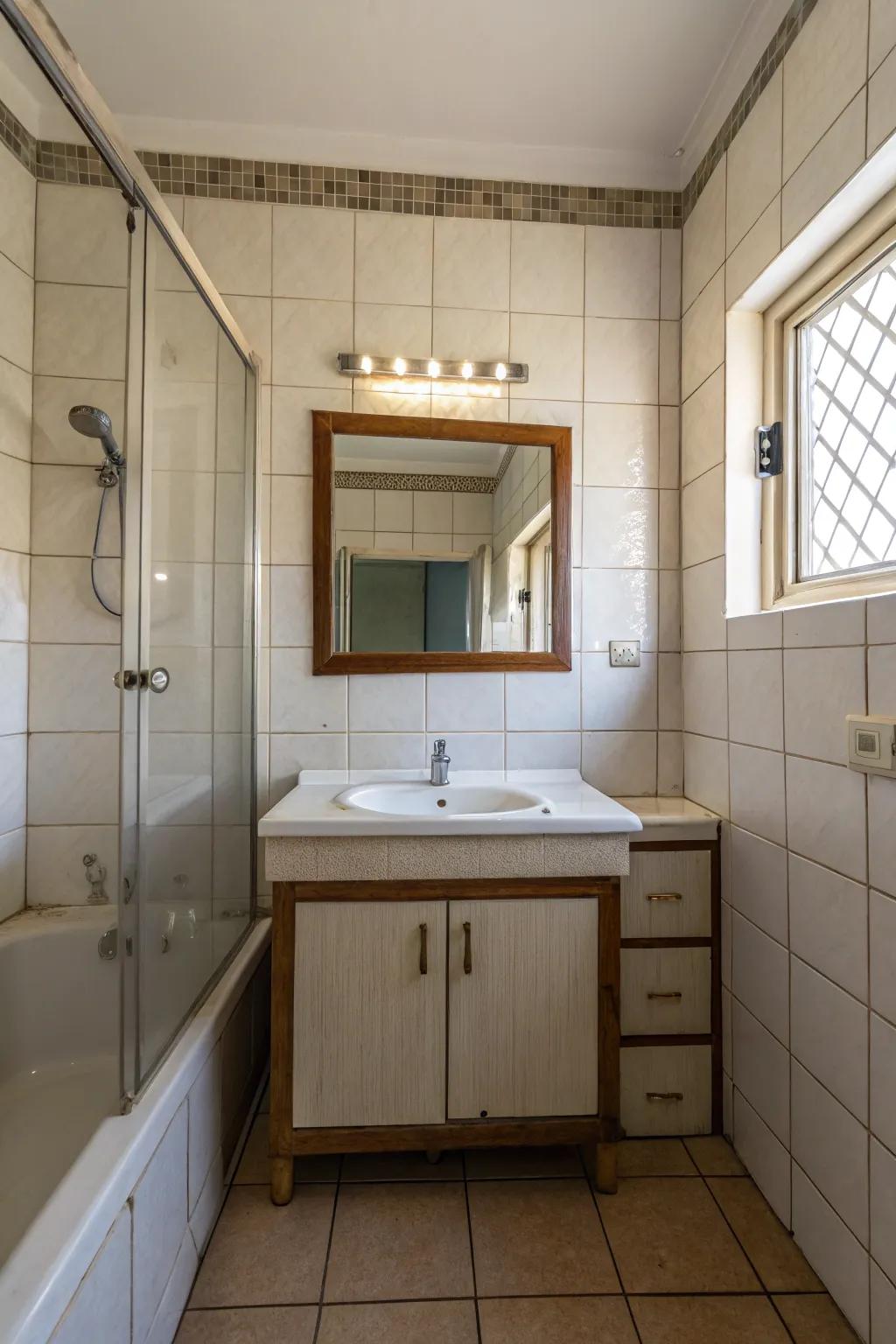 Strategically arranged mirrors can make your bathroom feel more expansive.