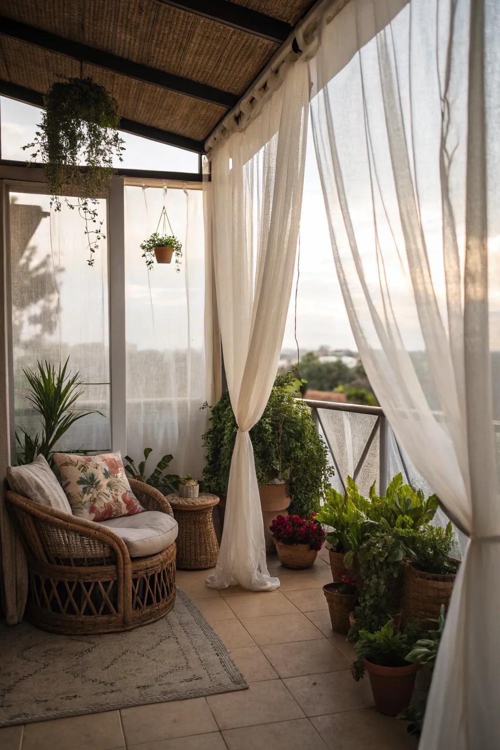 Create a private retreat with elegant curtains or screens.