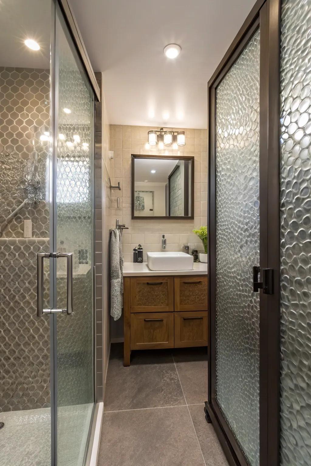 Art meets function with textured glass.