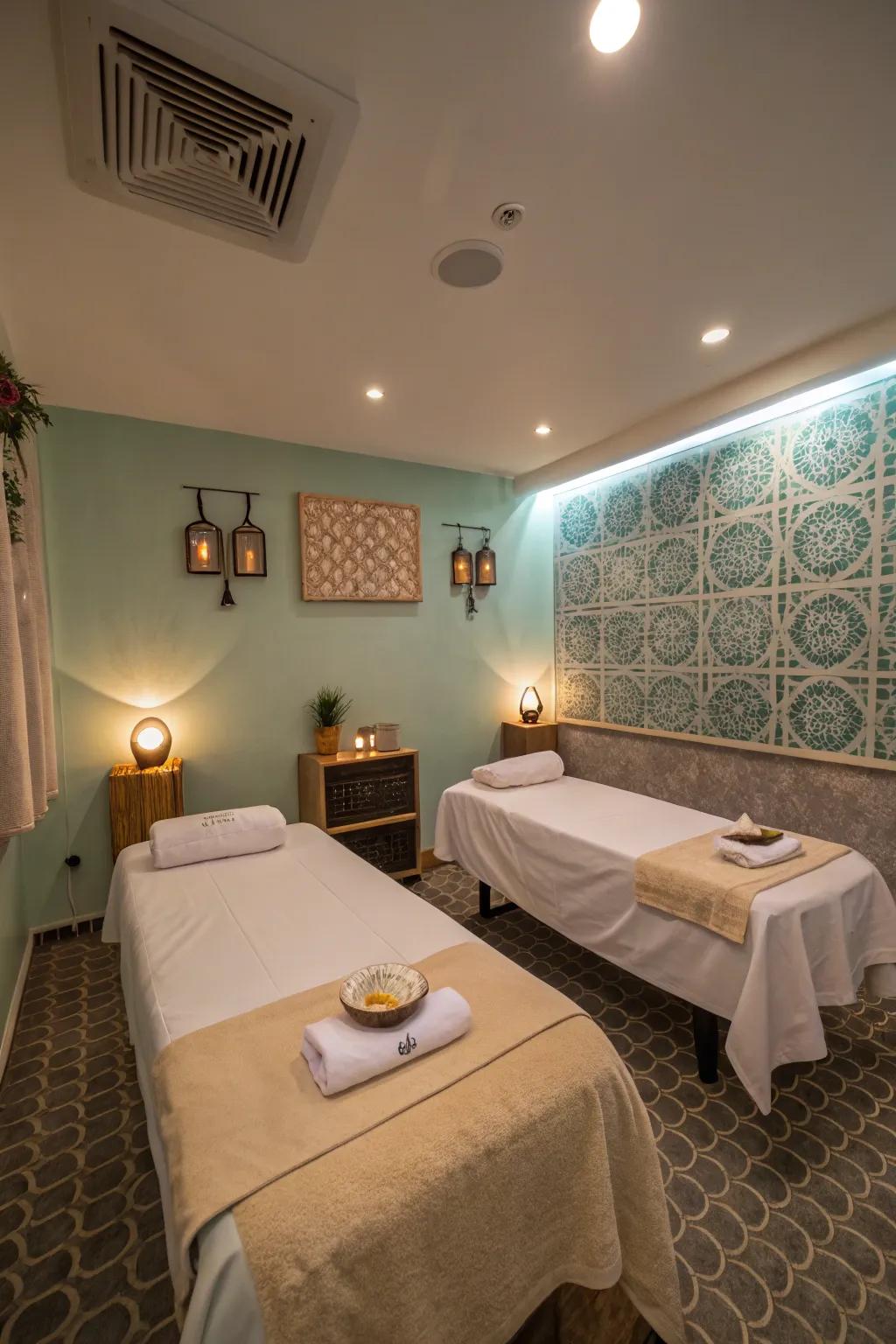 Surrounding aromas and sounds establish a comprehensive sensory relaxation journey.