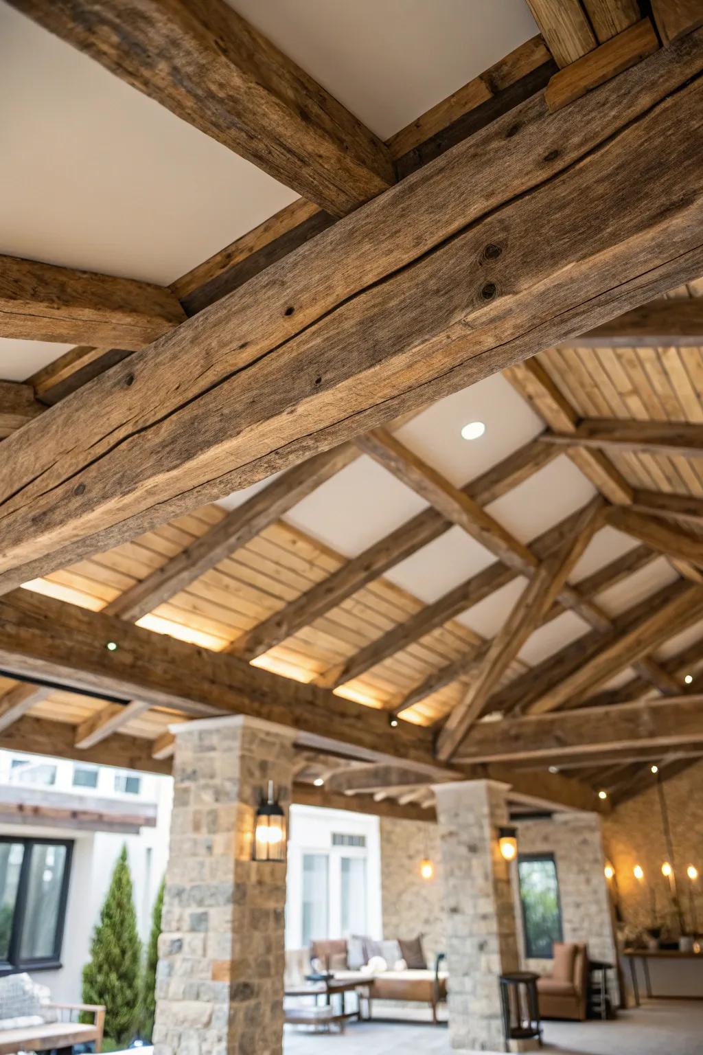 Rustic beams add warmth and charm.