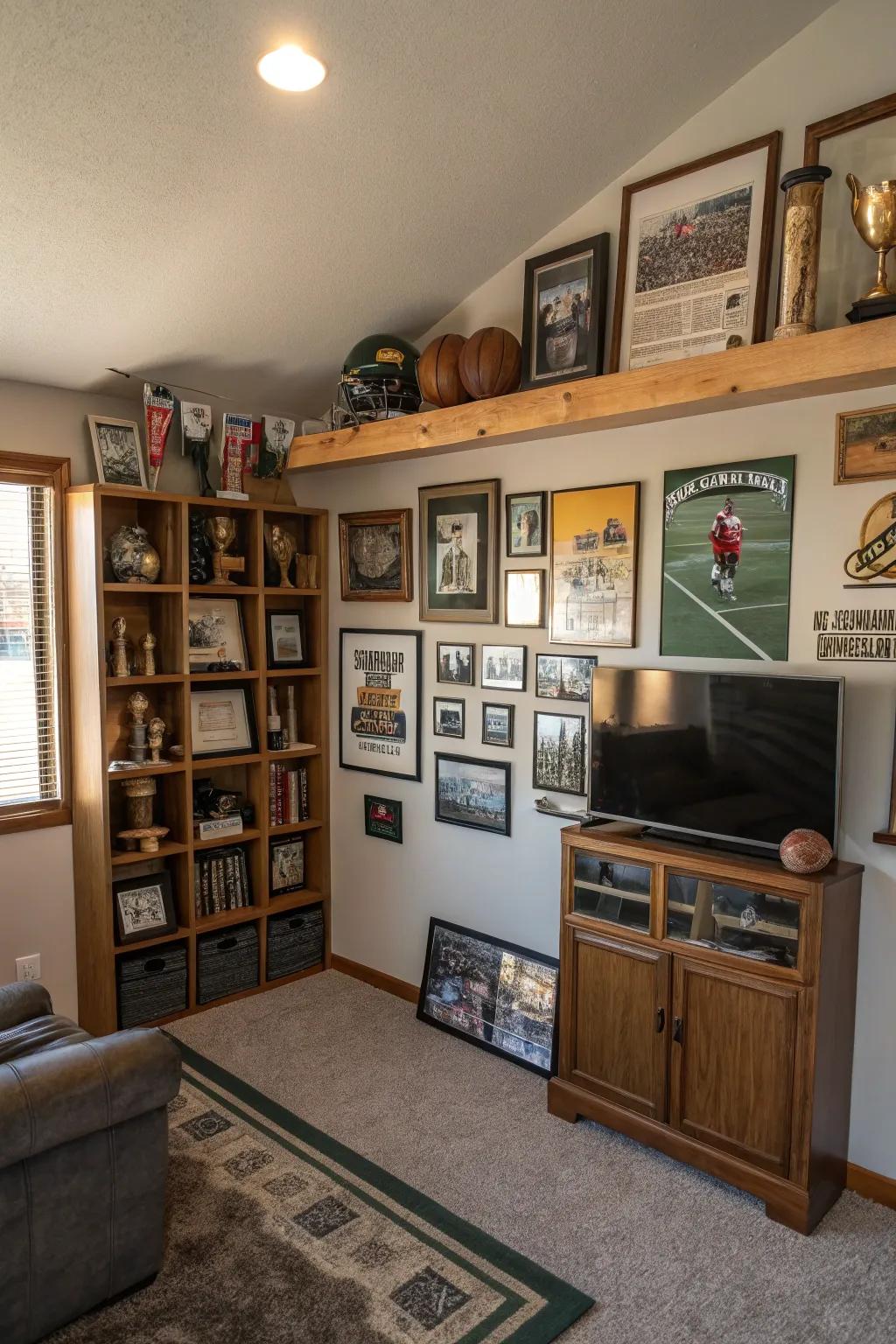 Personal touches make this man cave uniquely inviting and personal.