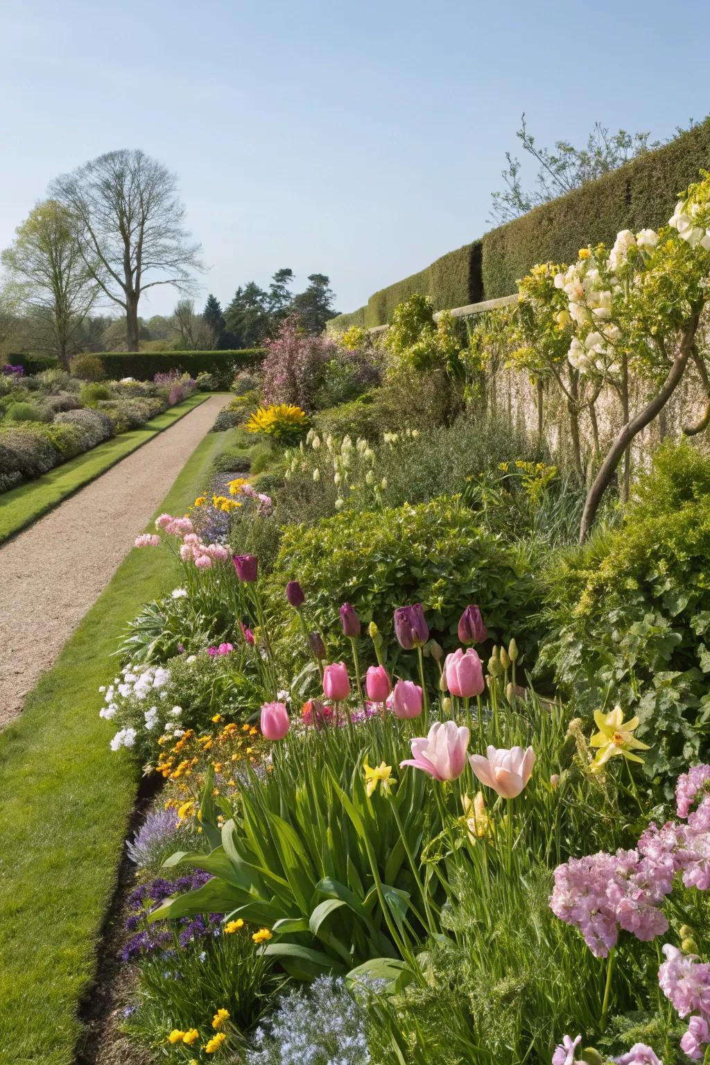 Plants that flourish in spring ensure a lush garden display.