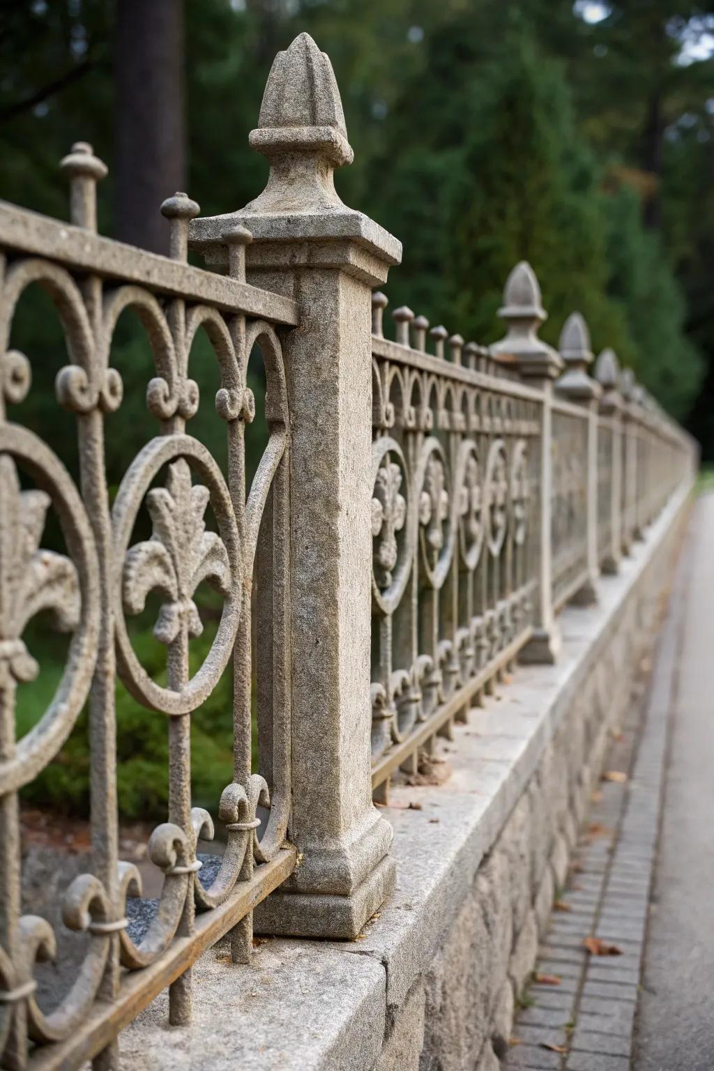 A symmetrical fence design with repeating motifs for visual harmony.