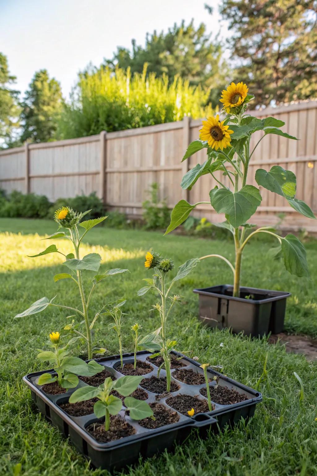 Sunflower growing box bringing nature to life.