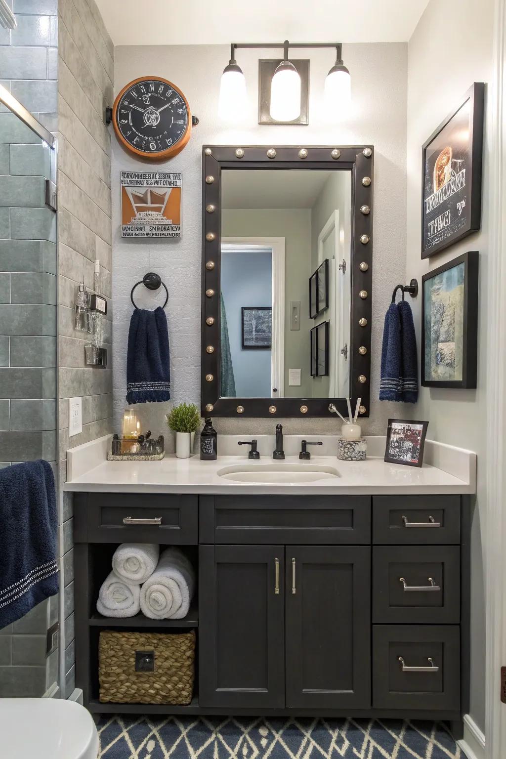 Unique accessories add character and interest to a bathroom.
