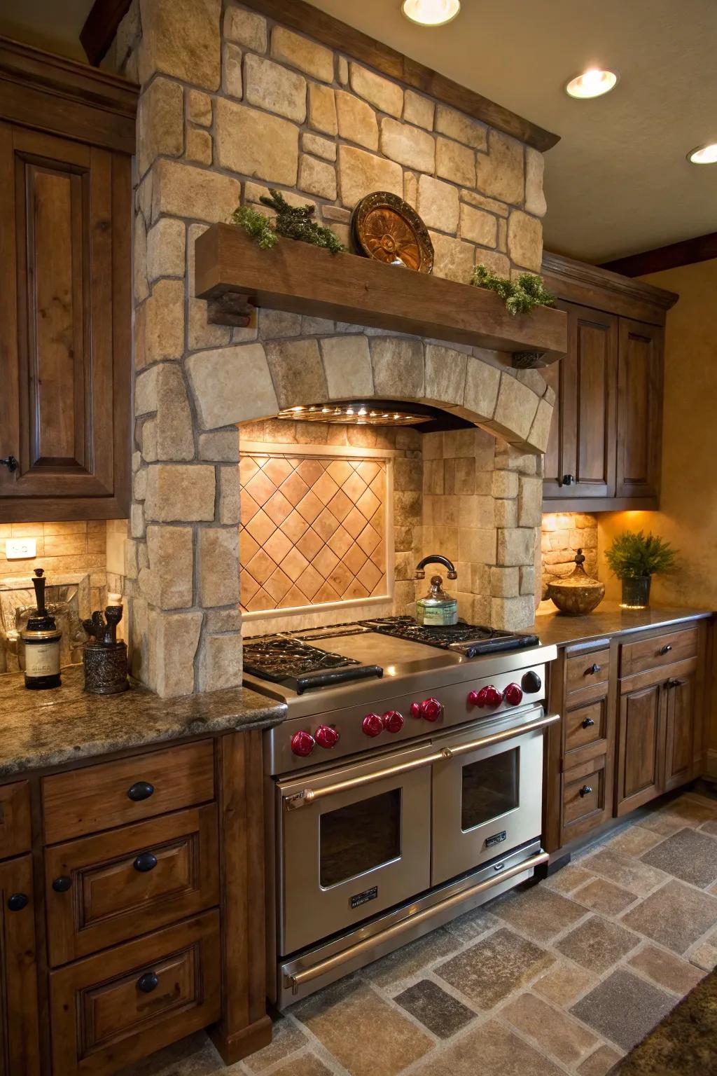 Rock tiles provide a simple and welcoming atmosphere.