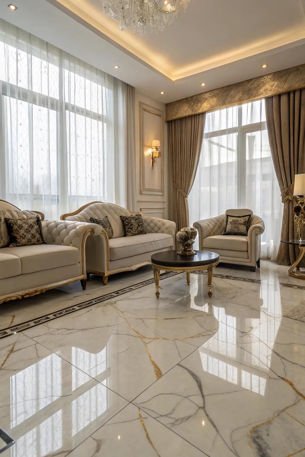 Stone-look panels deliver luxury and practicality to busy areas.