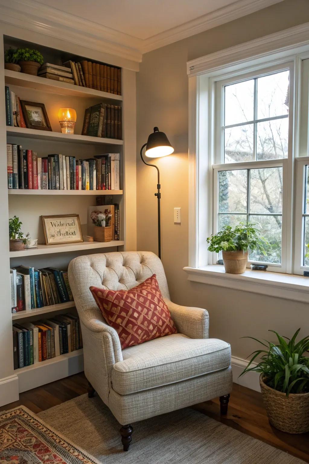 Cozy reading nook with comfy chair