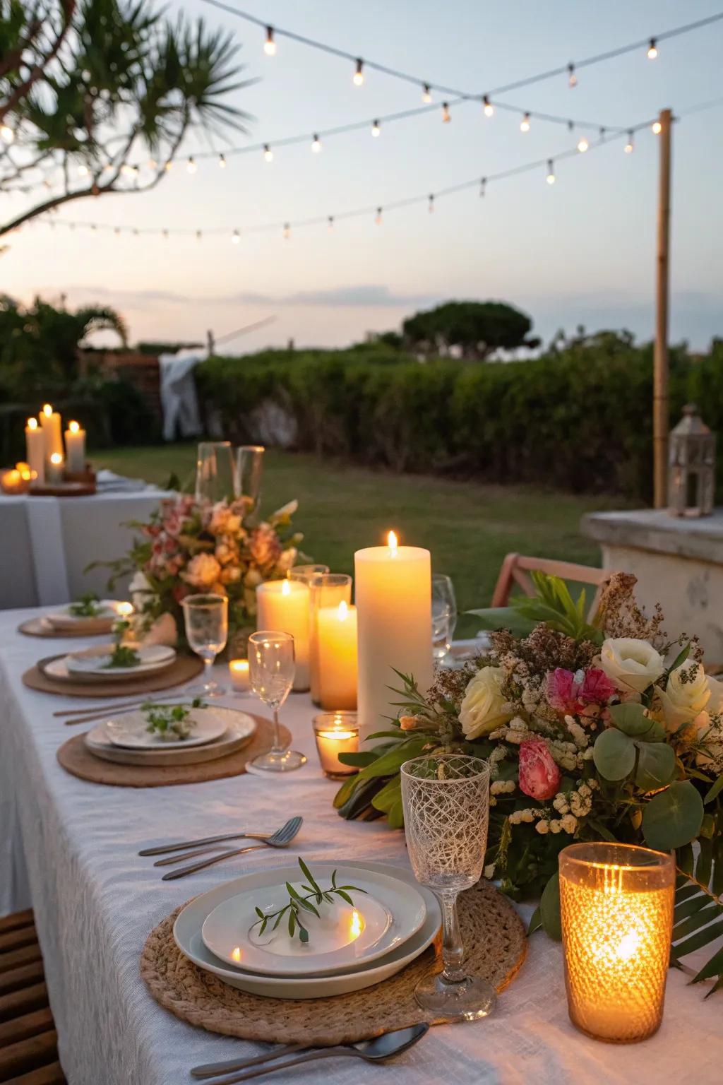 Exotic scented candles establish the perfect ambiance.