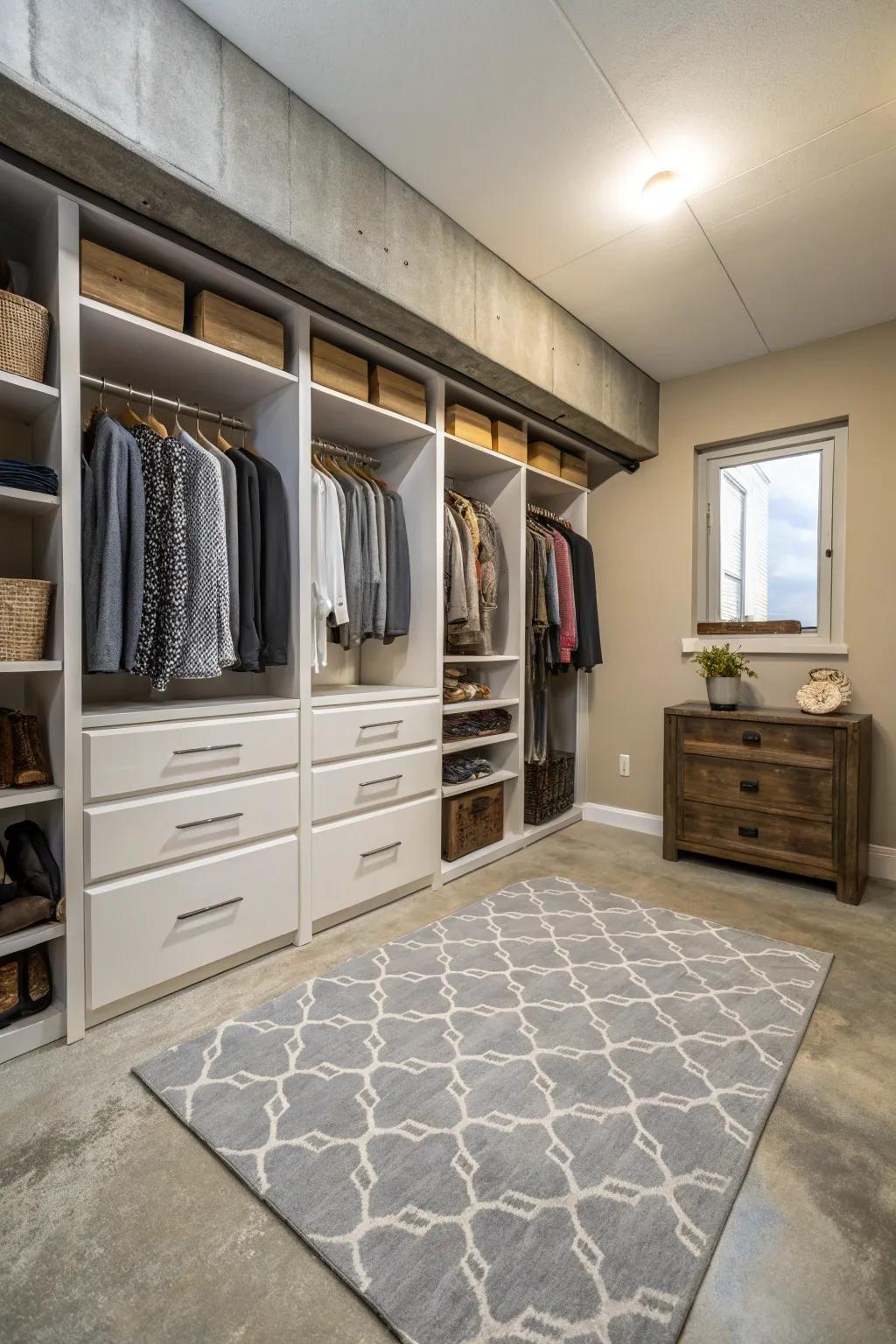 Comfortable flooring changes a cold space into an inviting one.