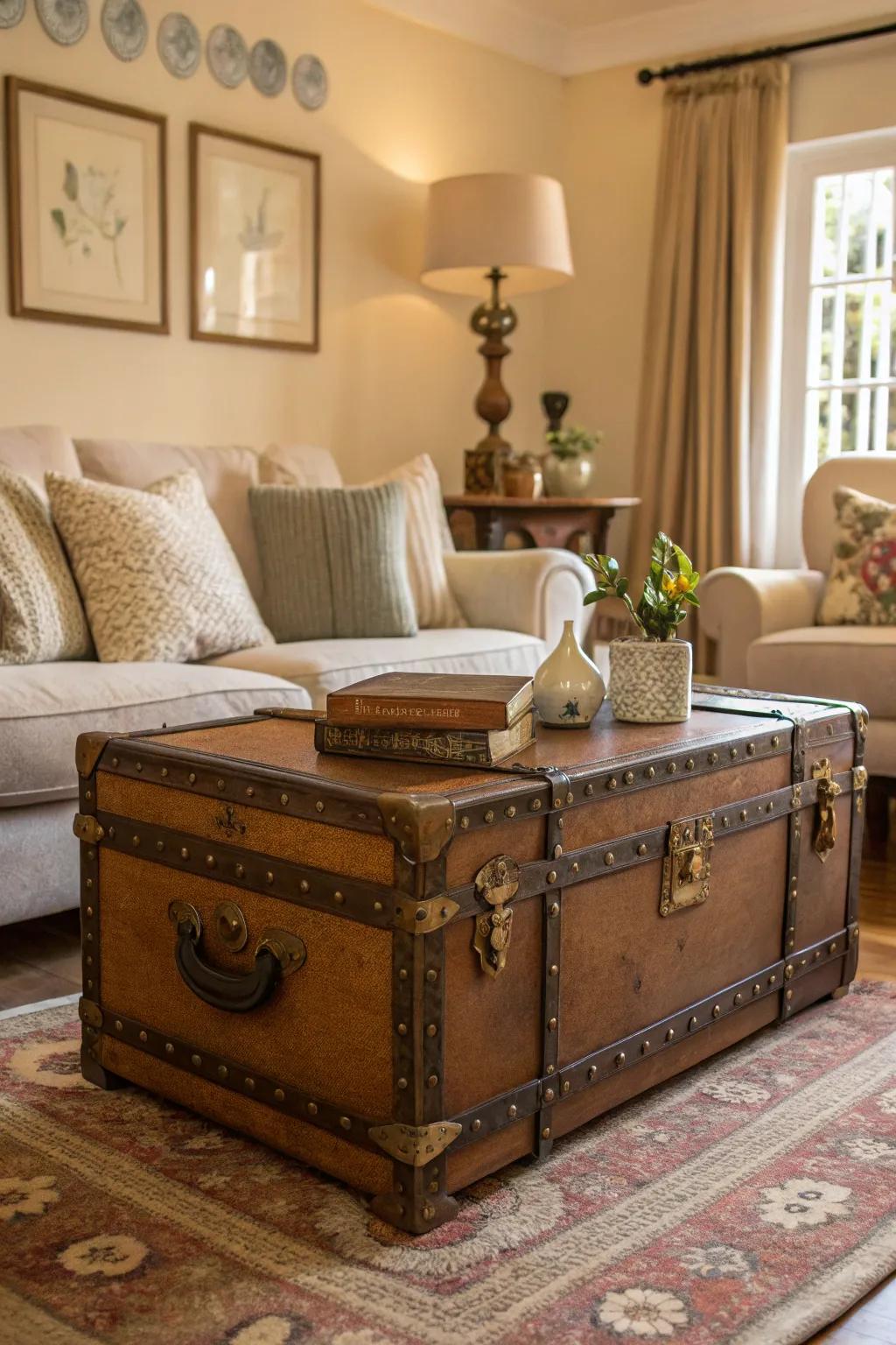 Retro trunks present style and storage.