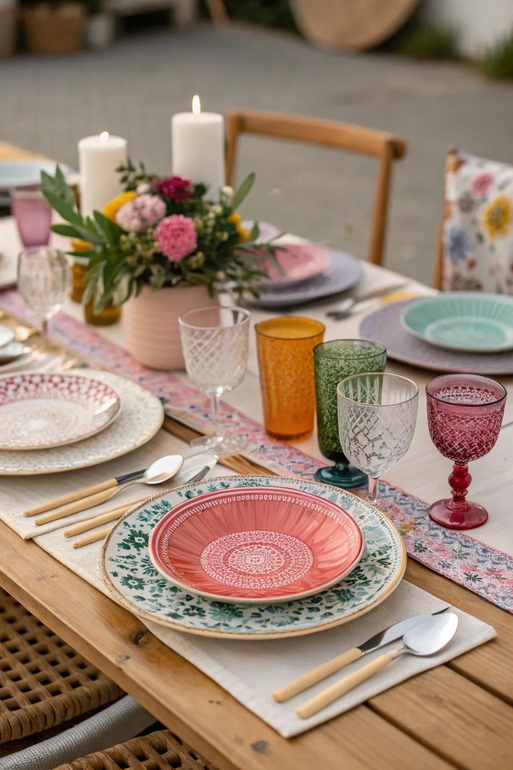 Assorted dinnerware introduces persona and allure to your wedding decor.