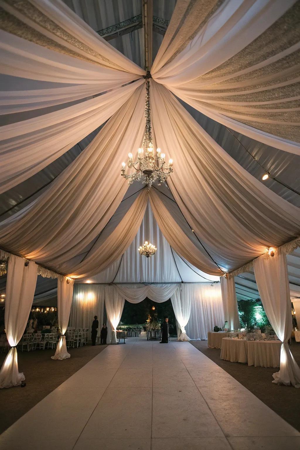 Overhead features beget a sense of grandeur within the tent.