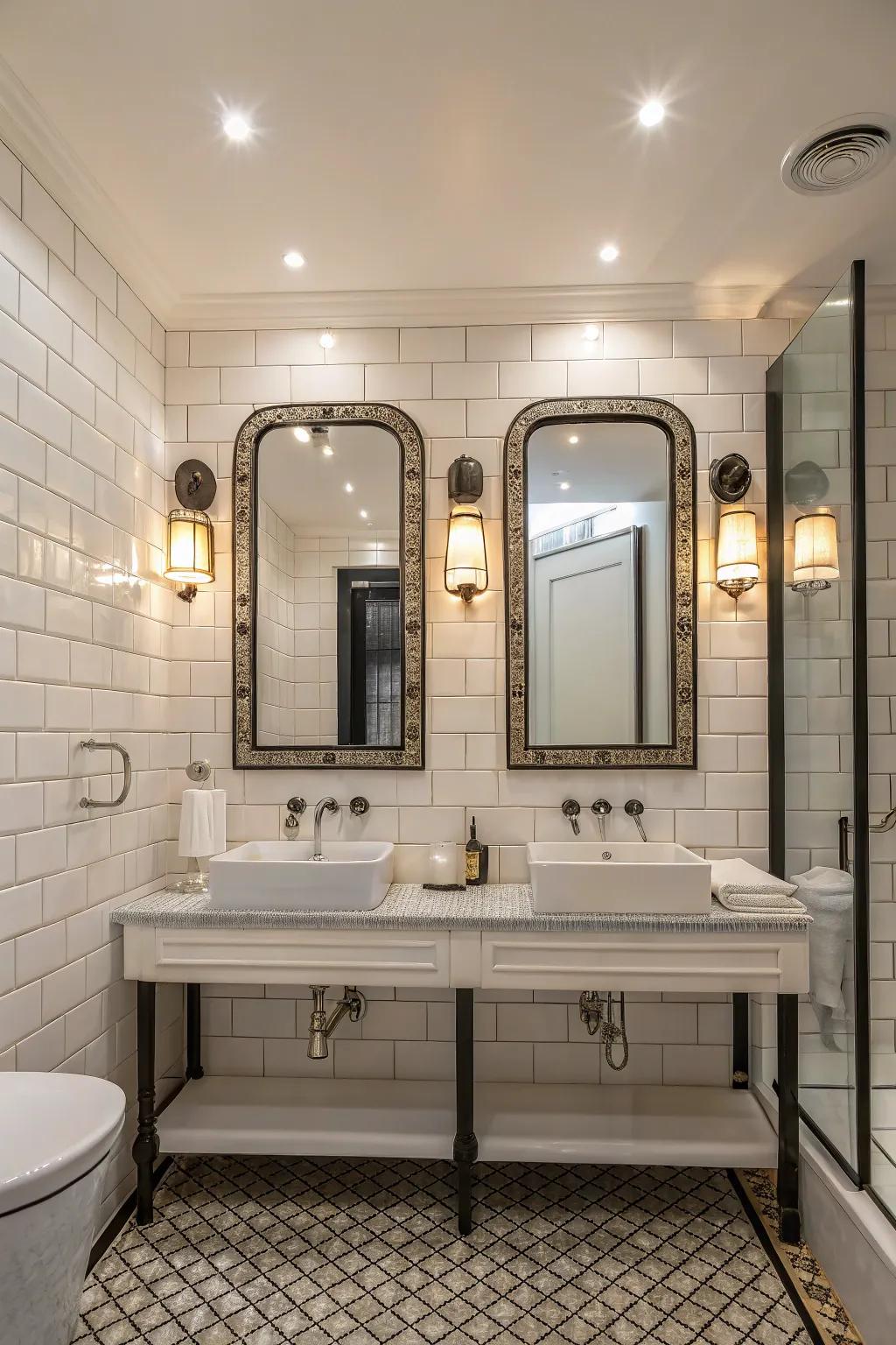 Decorative elements elevate the elegance of bleached ceramic.