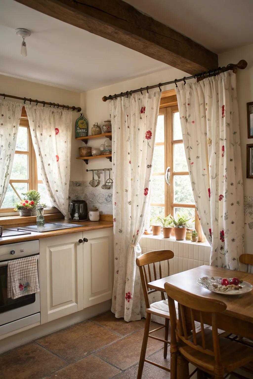 Half-height panels impart appeal and seclusion to your food preparation area.