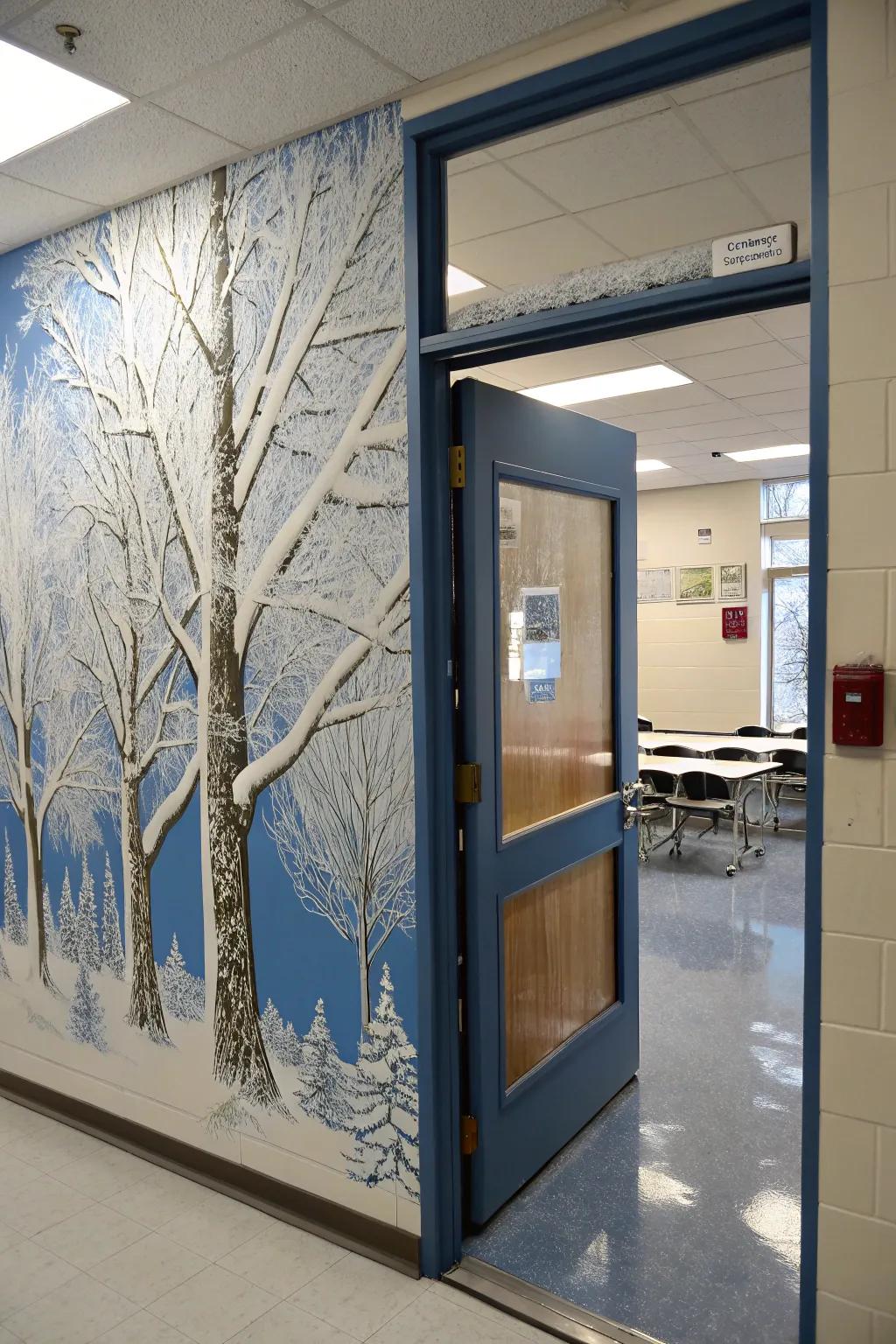 Venture into a serene icy forest.