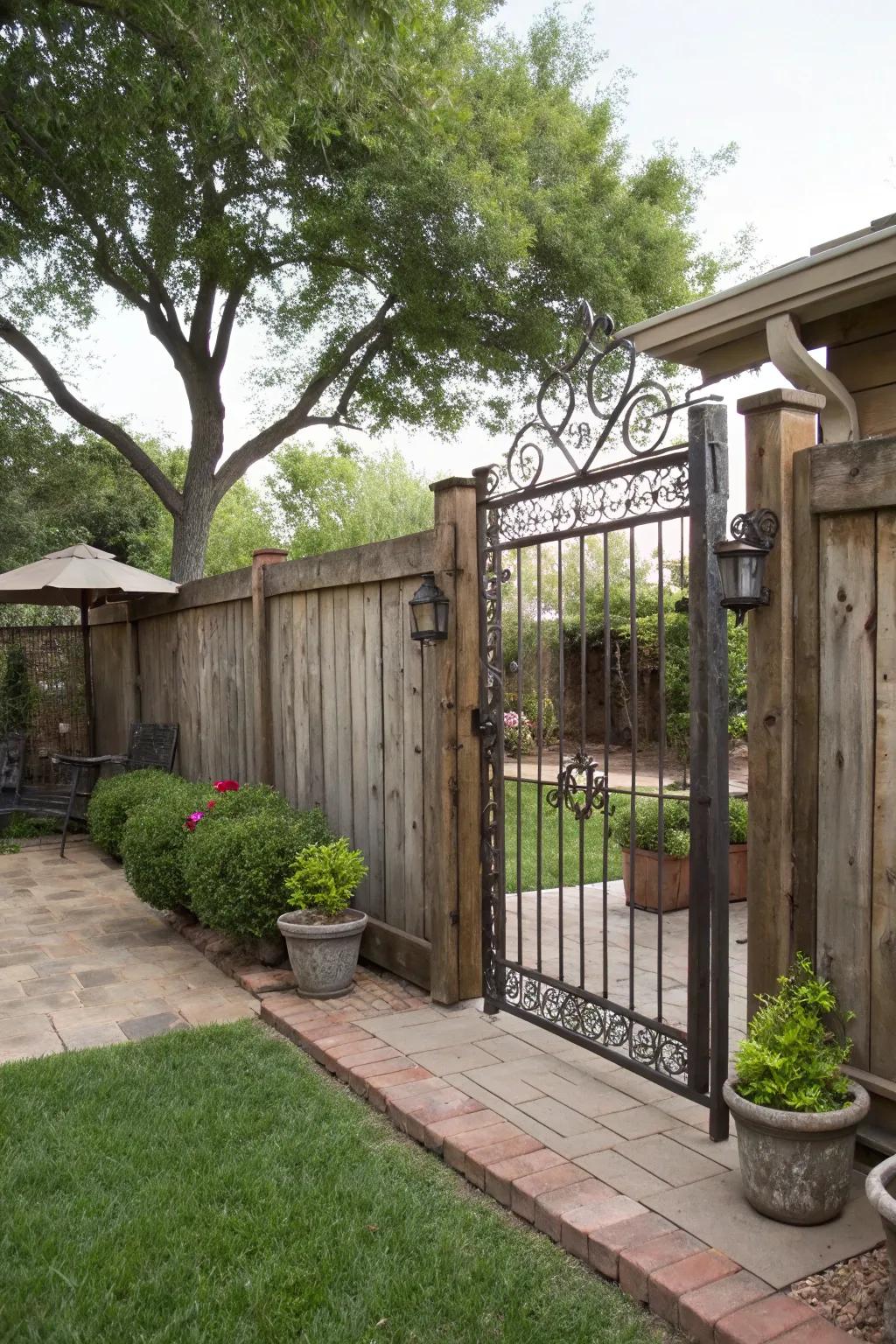 Practical elements like gateways improve fence functionality.