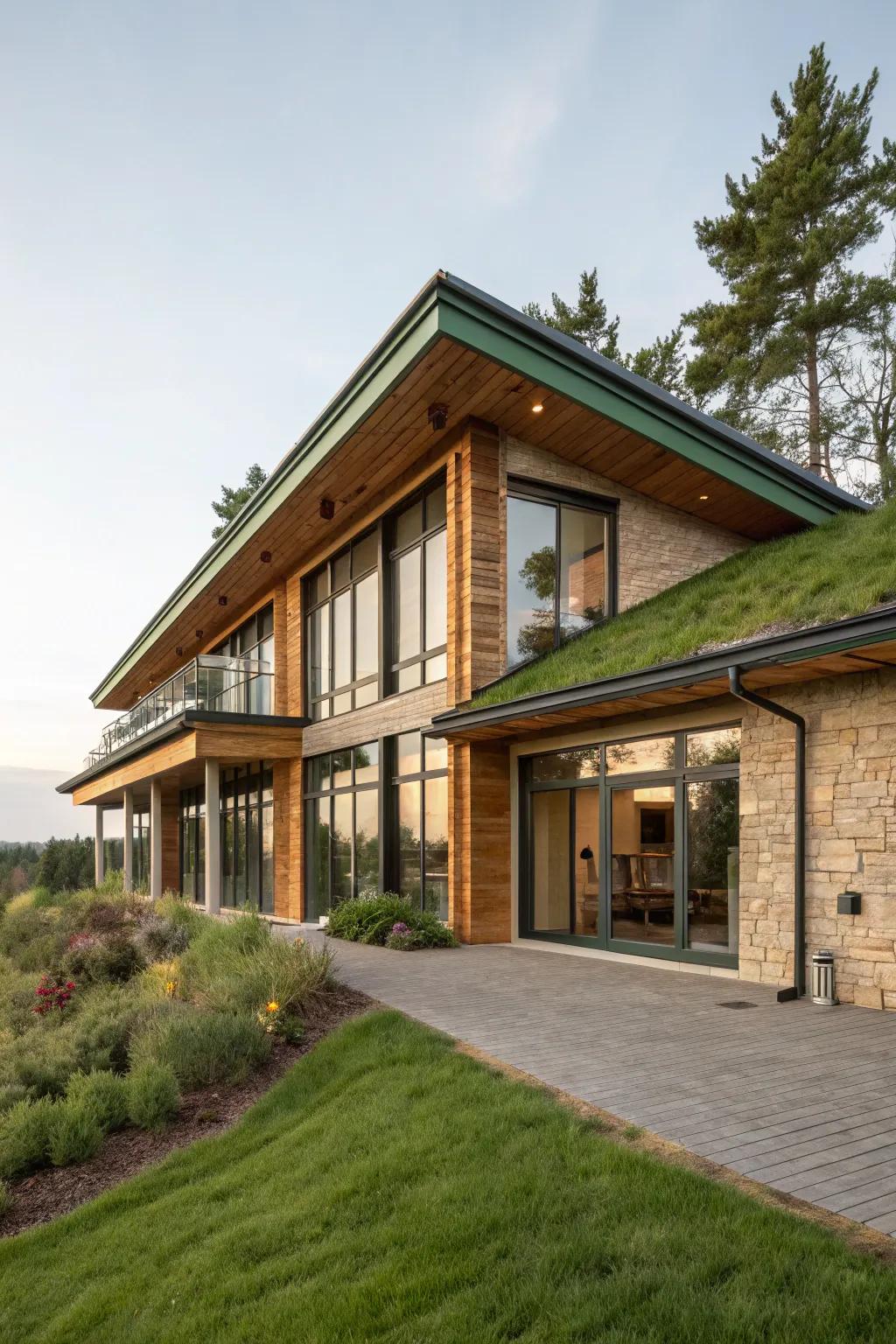 Bark soffits are a sustainable and stylish choice.