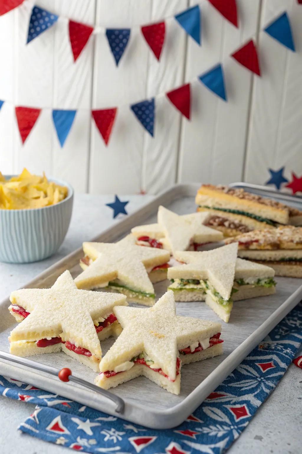 Star-molded bites contribute a celebratory element to your picnic menu.