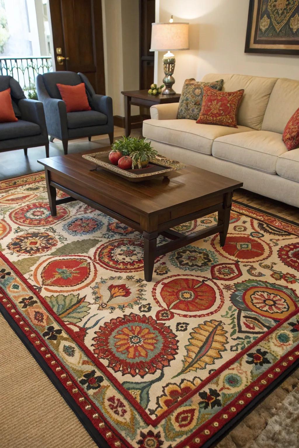 Define your area using a textured area carpet.