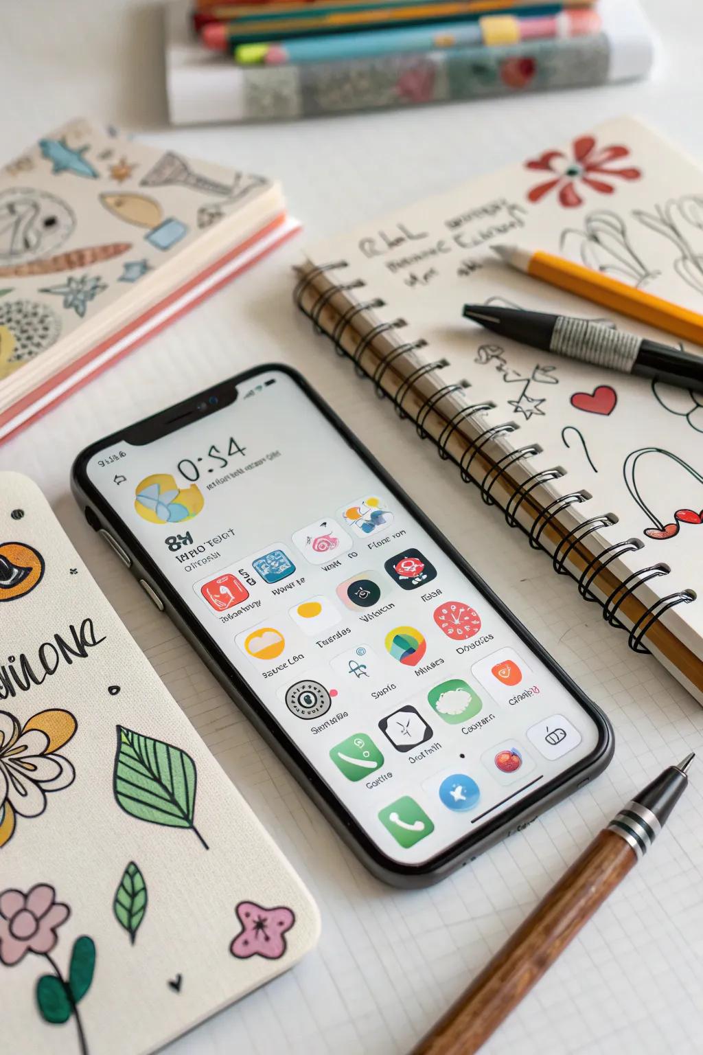 Doodle-style symbols give an artistic, lively spirit to your mobile interface.