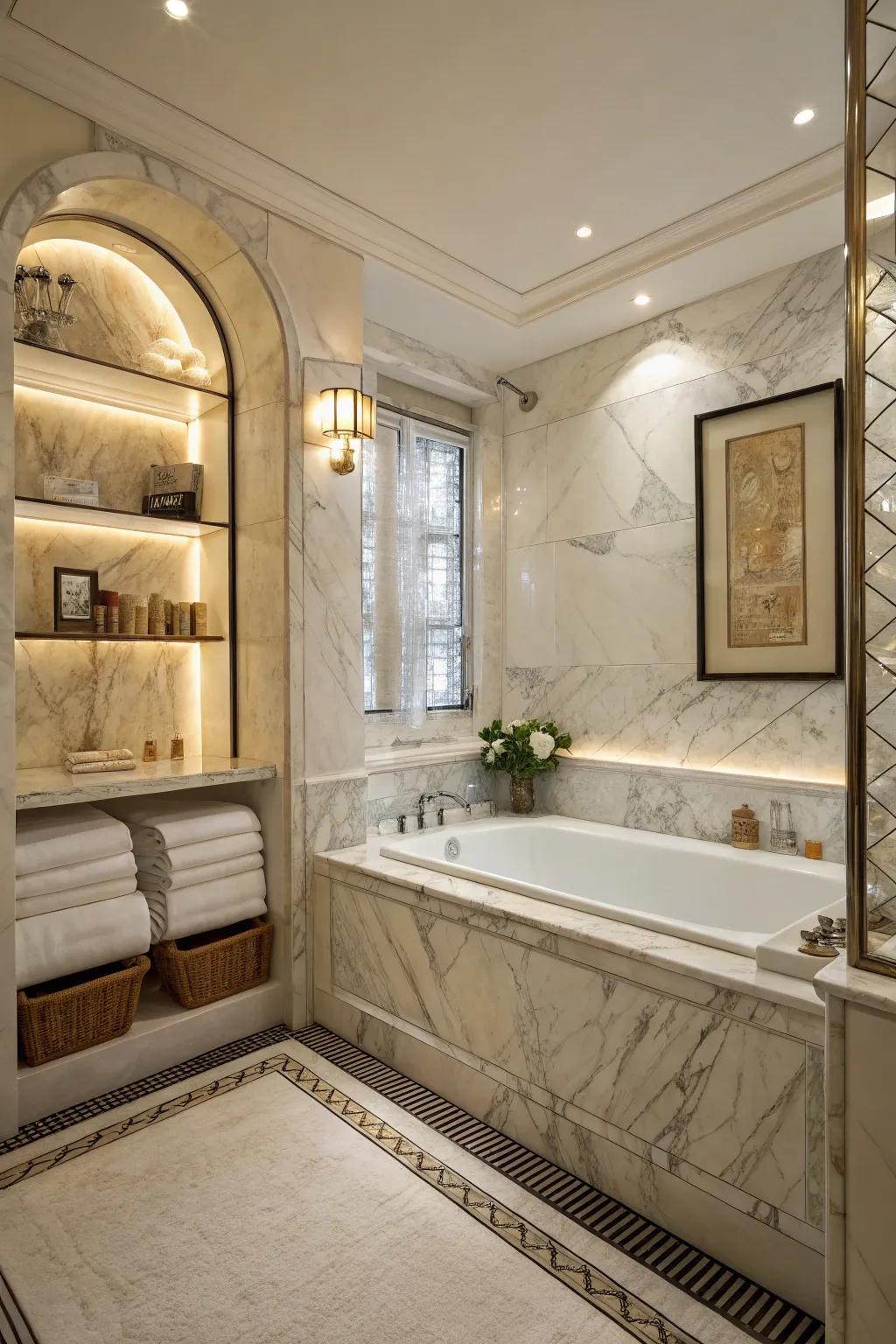 Add timeless elegance with marble accents.
