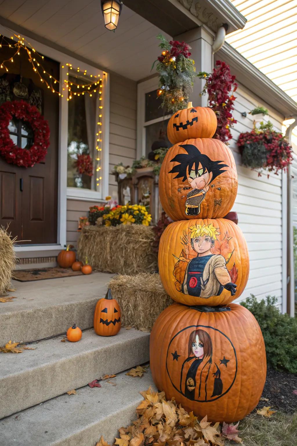 Layer your anime fandom with a pile of themed pumpkins.