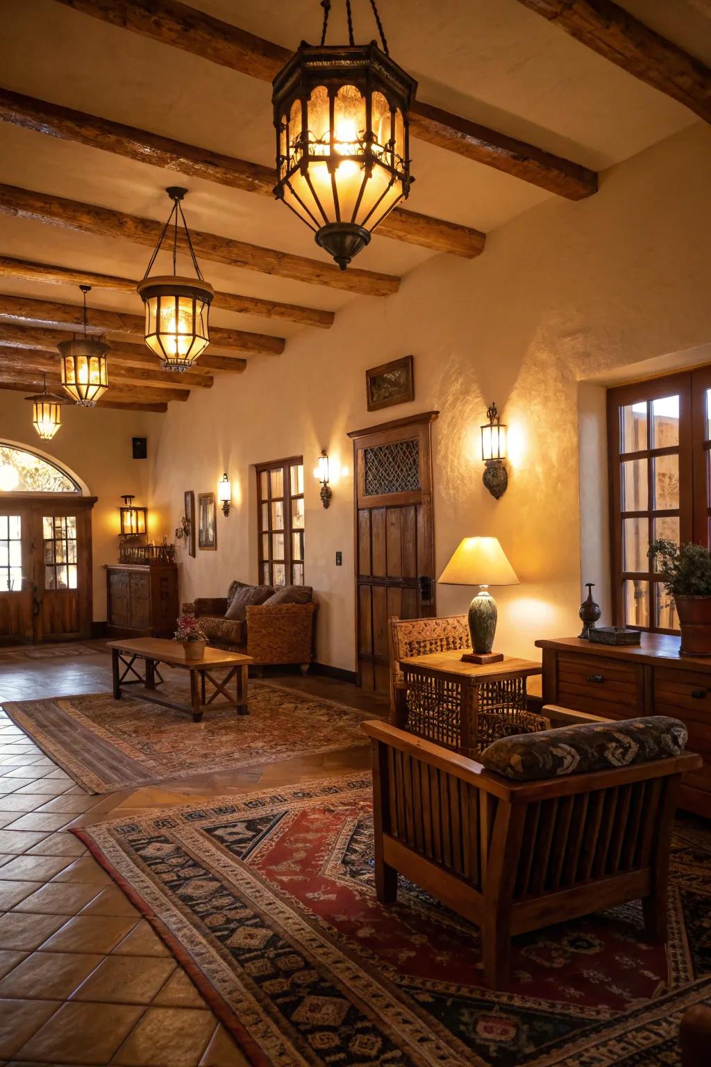 Warm lighting accentuates the welcoming atmosphere of an Arizona room.
