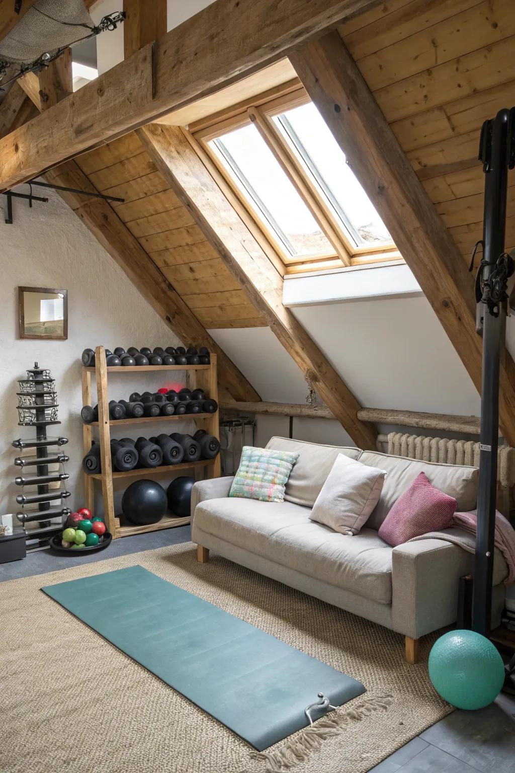 A comfortable lounge area for relaxing after workouts.