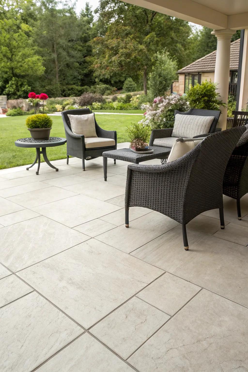 Porcelain planks introduce a hint of refinement and sophistication to patios.