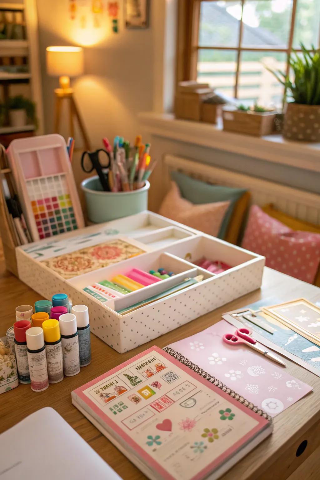 A creative personalized project spot for party attendees, designed to foster creativity and engagement.