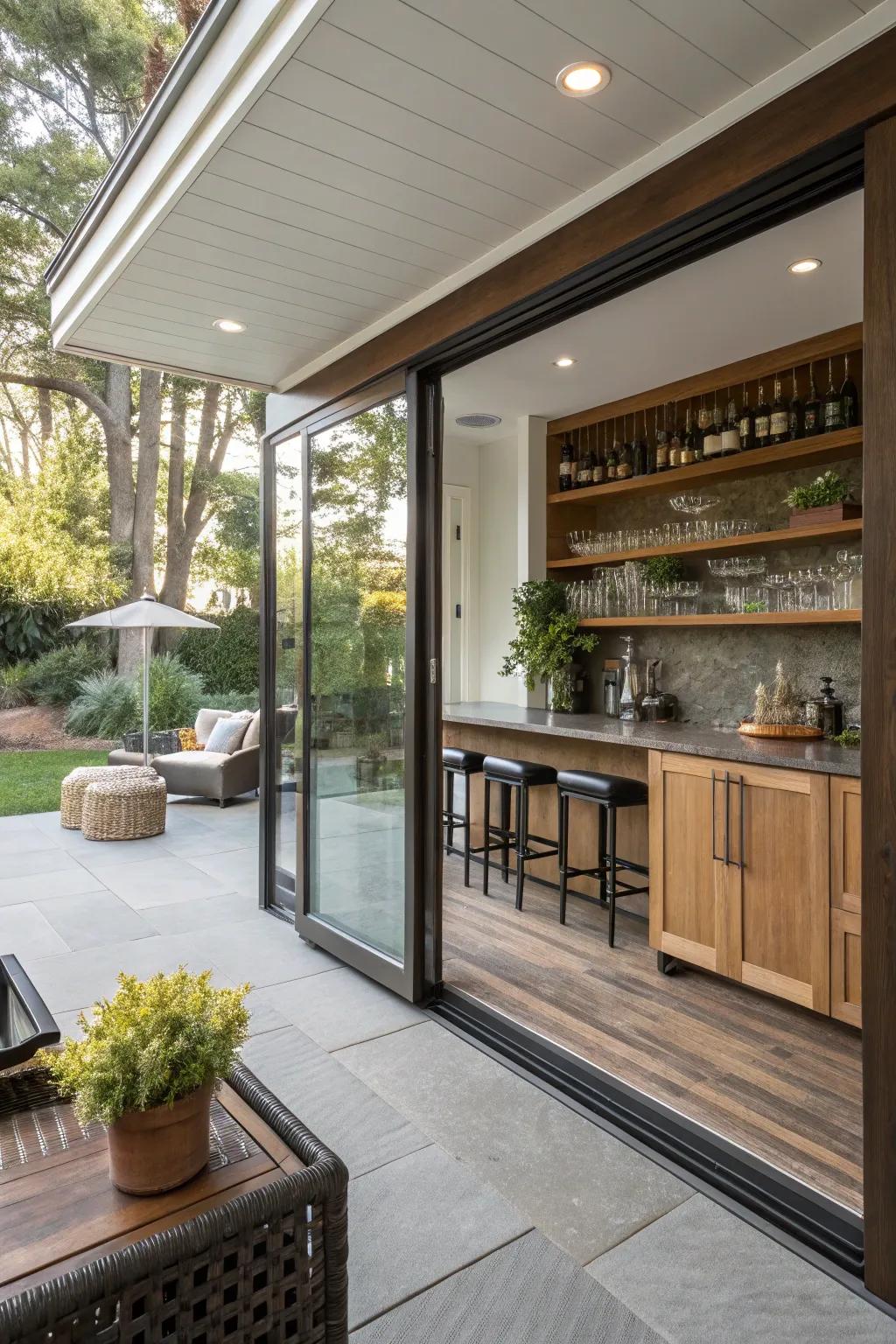 Smooth indoor-outdoor spaces improve the bar experience.