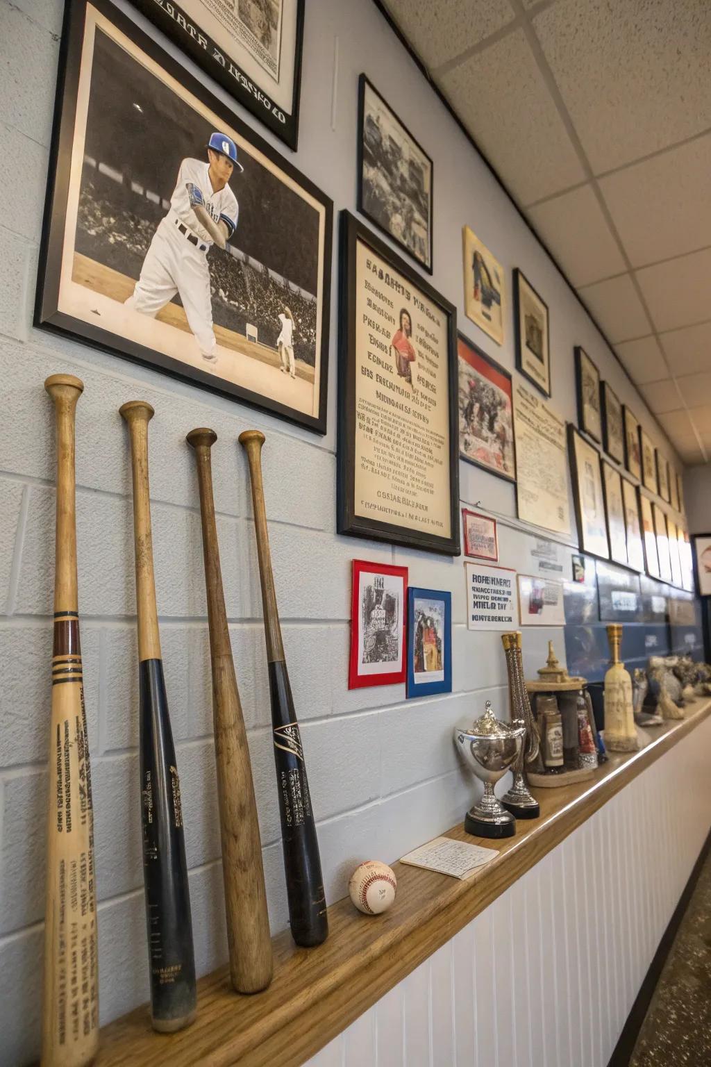 Blend bats into a nostalgic gallery wall.