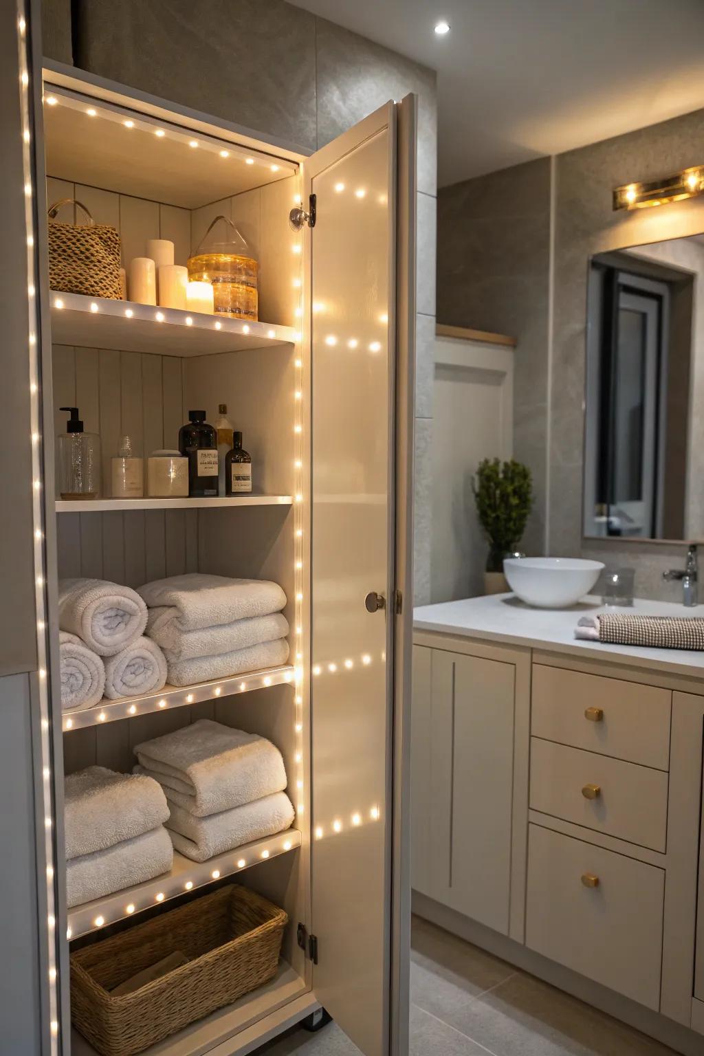 Lighting brings out warmth and highlights your neatly arranged items.