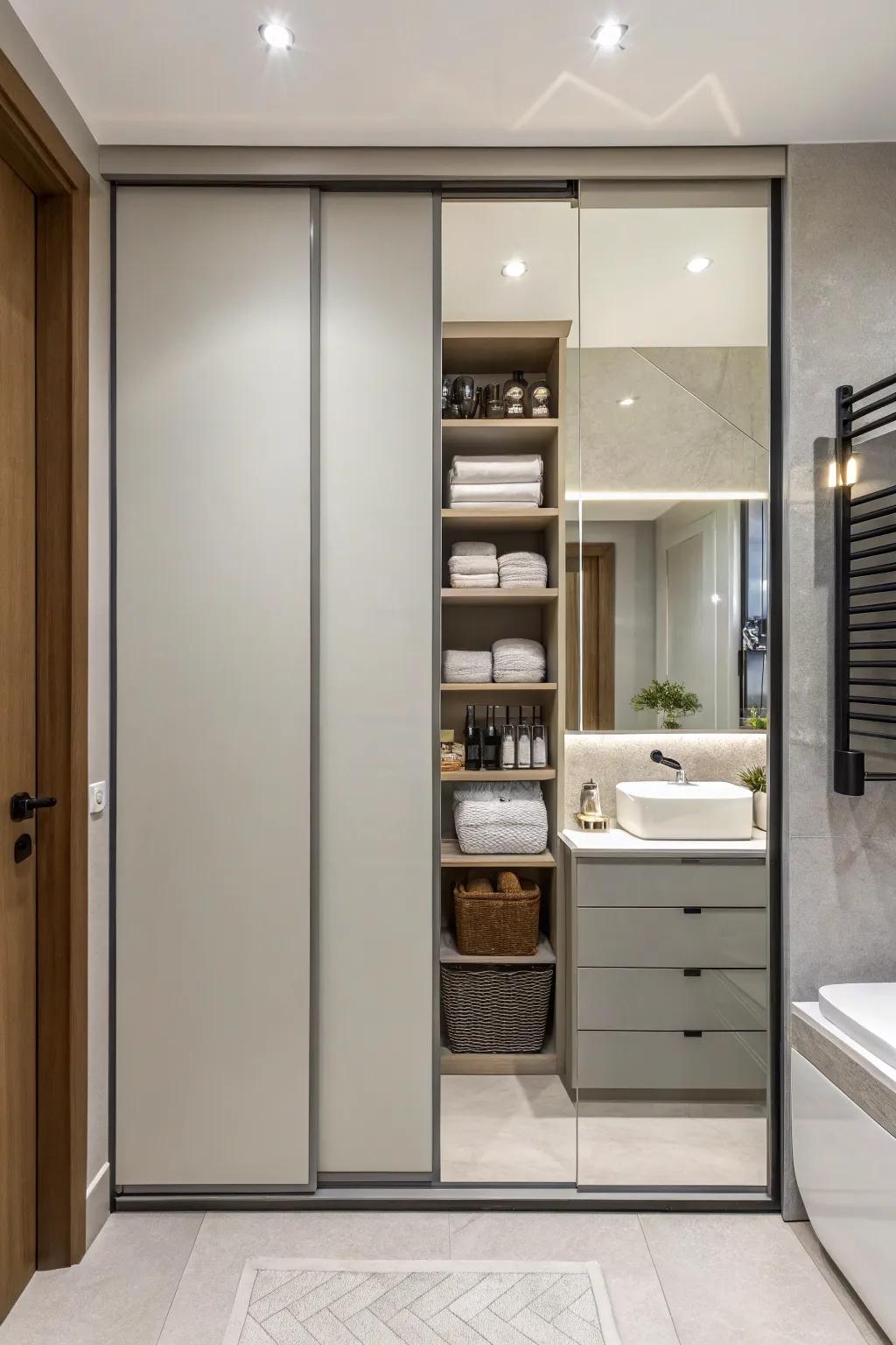 Sliding doors are elegant and save space.
