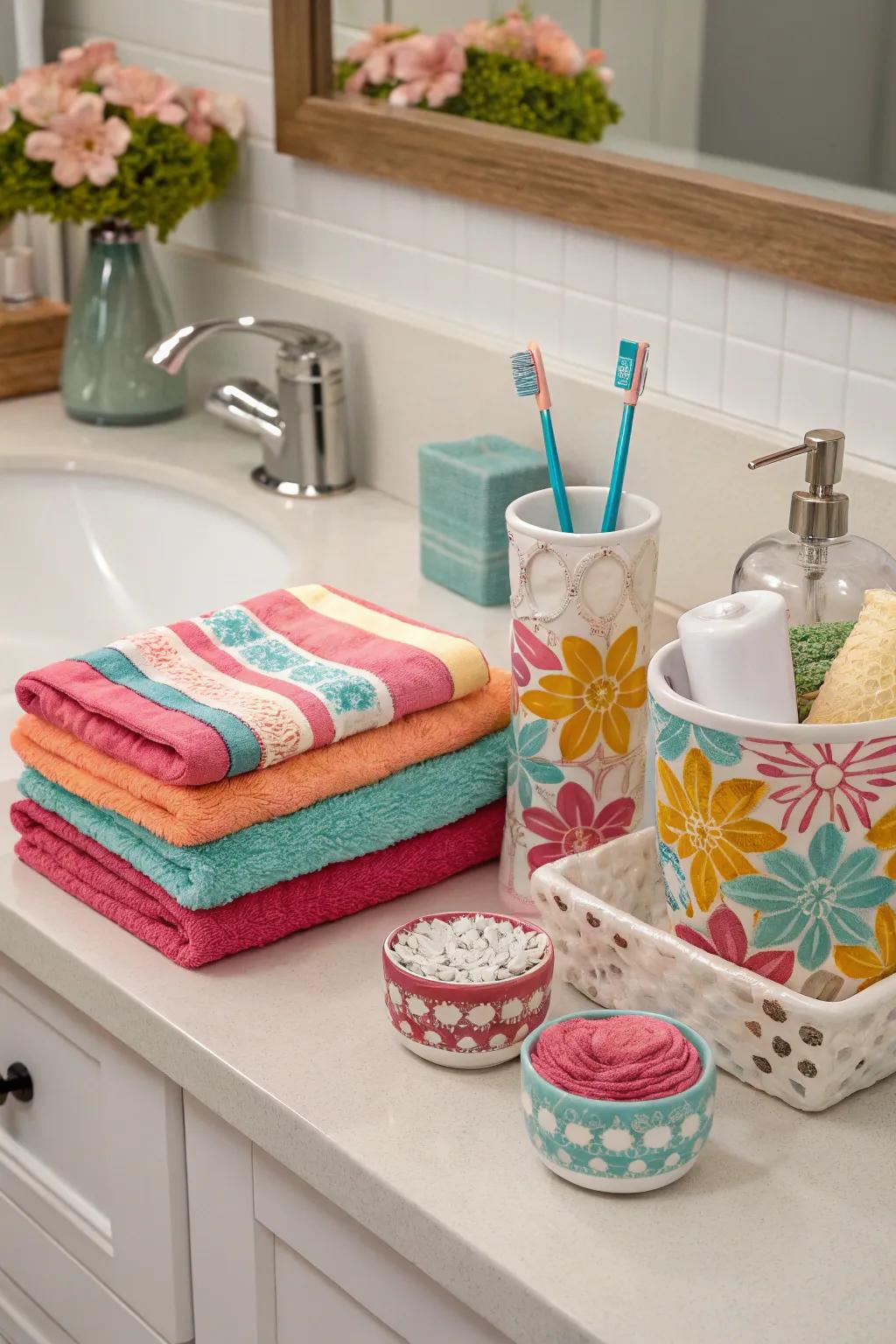 A sprinkle of hue injects vibrancy to your bathroom.