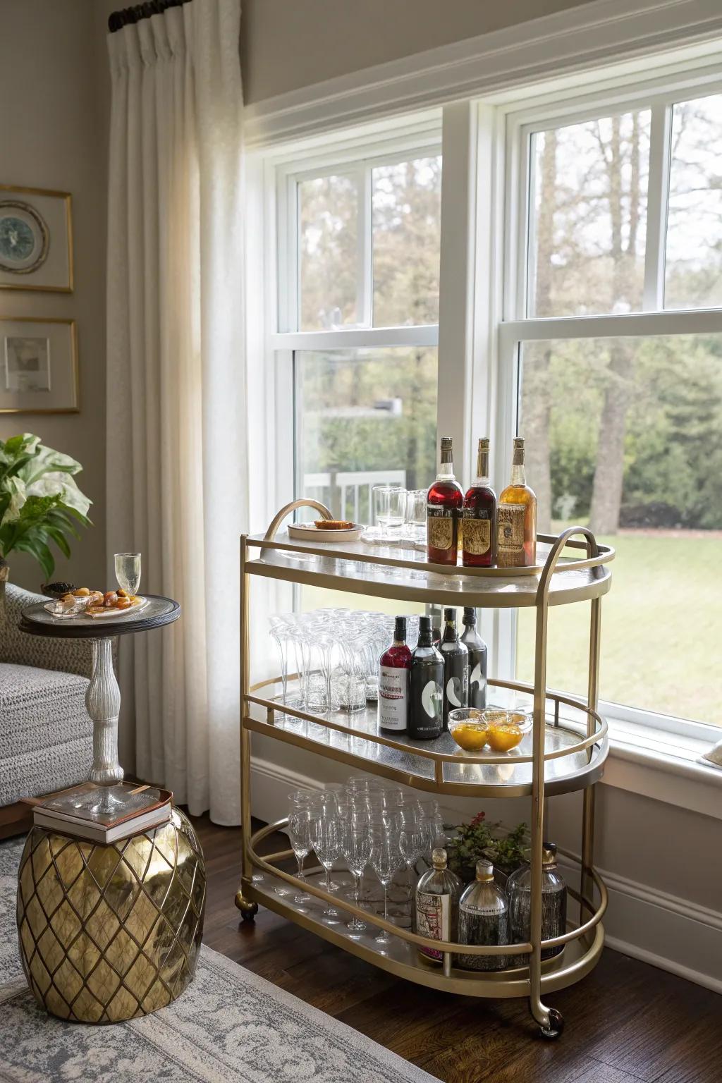 A beverage console introduces an element of elegance and practicality to your window space.