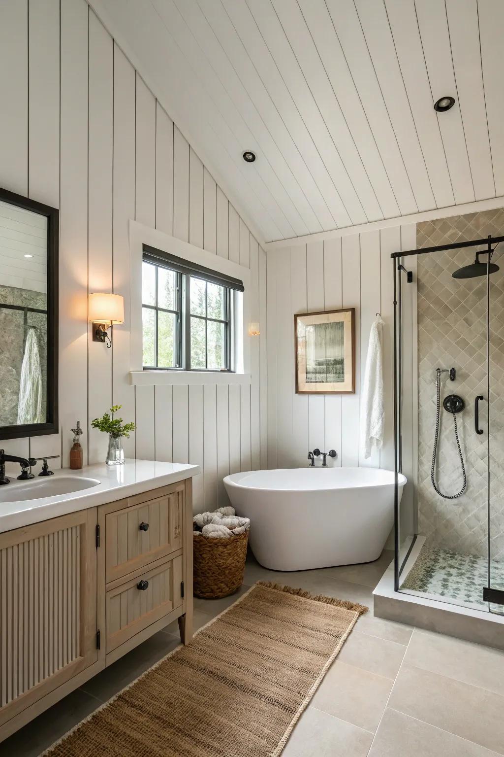 Expansive plank decorative panels provide a contemporary, tidy aesthetic.