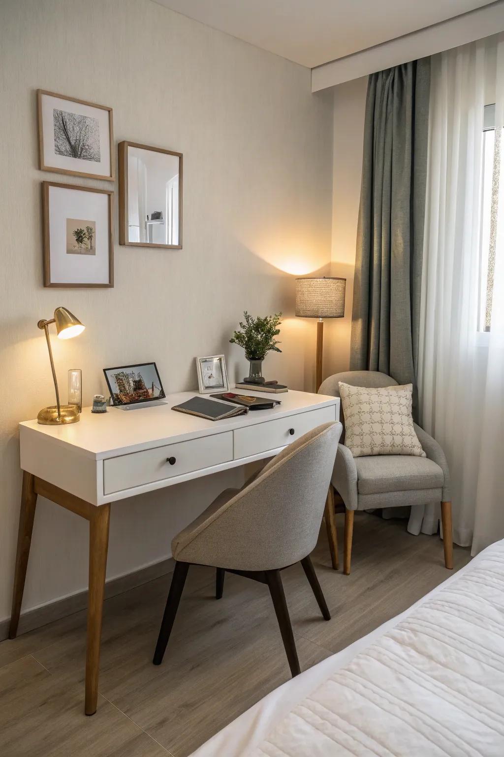 Keep it light and open with a slim desk design.