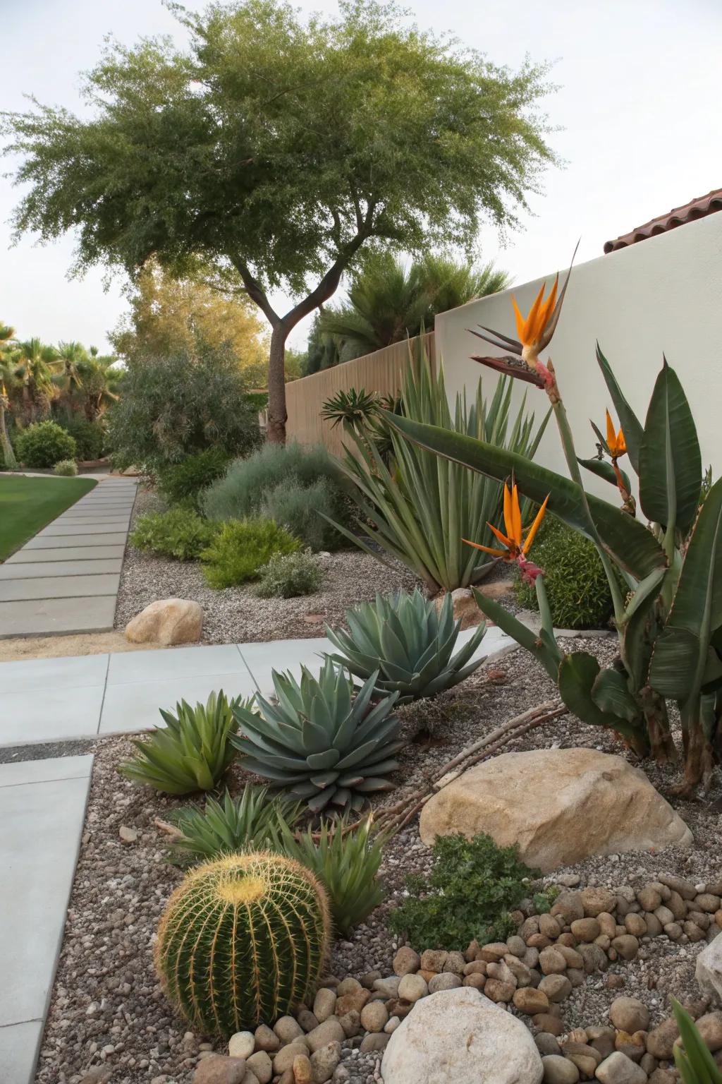 Bird of Paradise thrives in an eco-friendly, minimal-water garden.