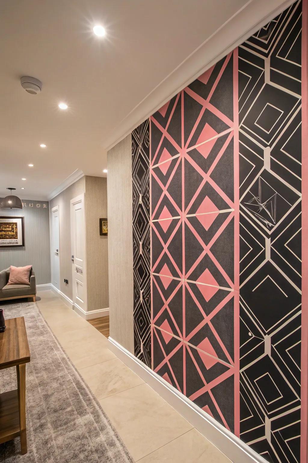 Geometric layouts fill the room with energy and movement.