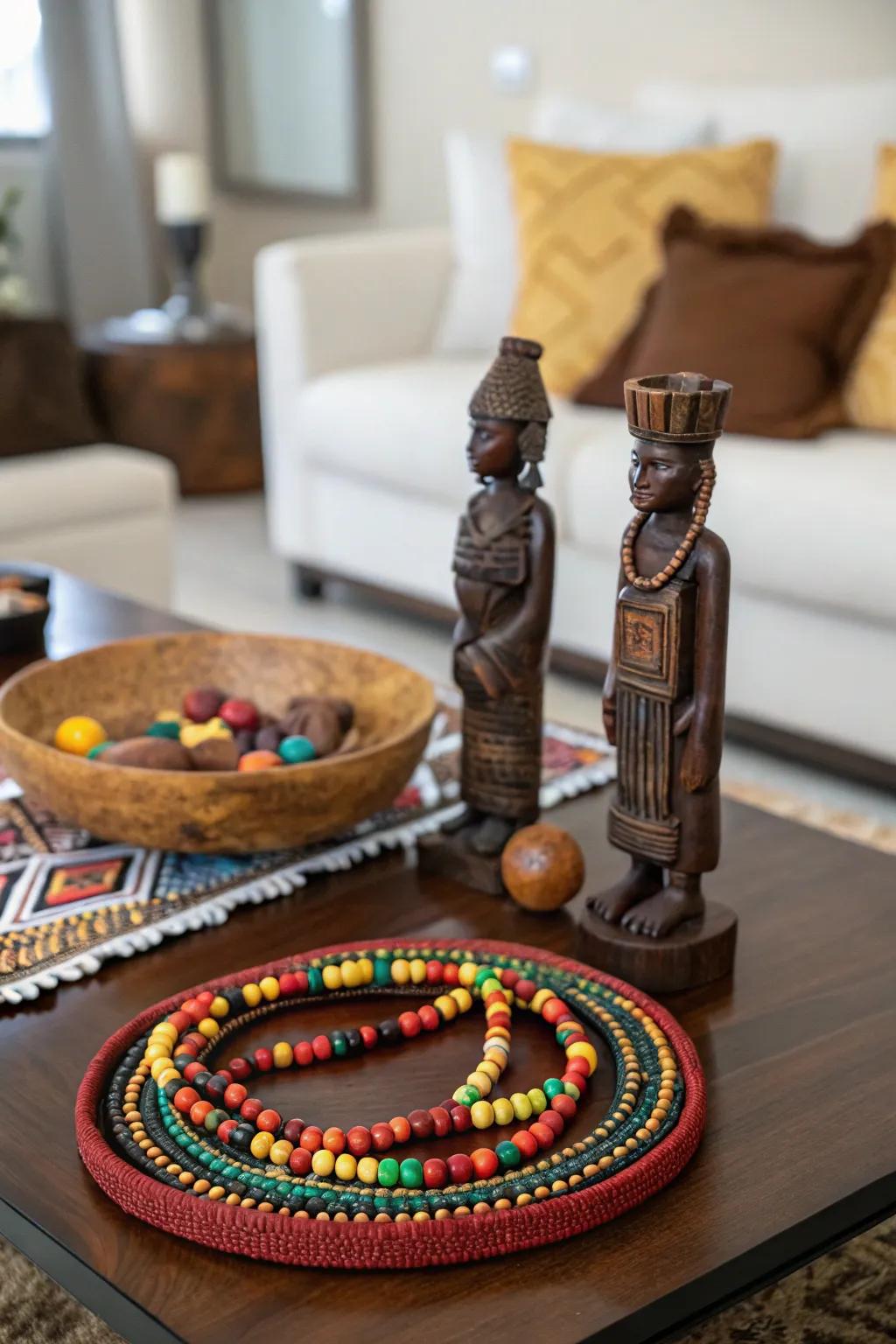 A center piece with cultural elements introduces elegance and significance.