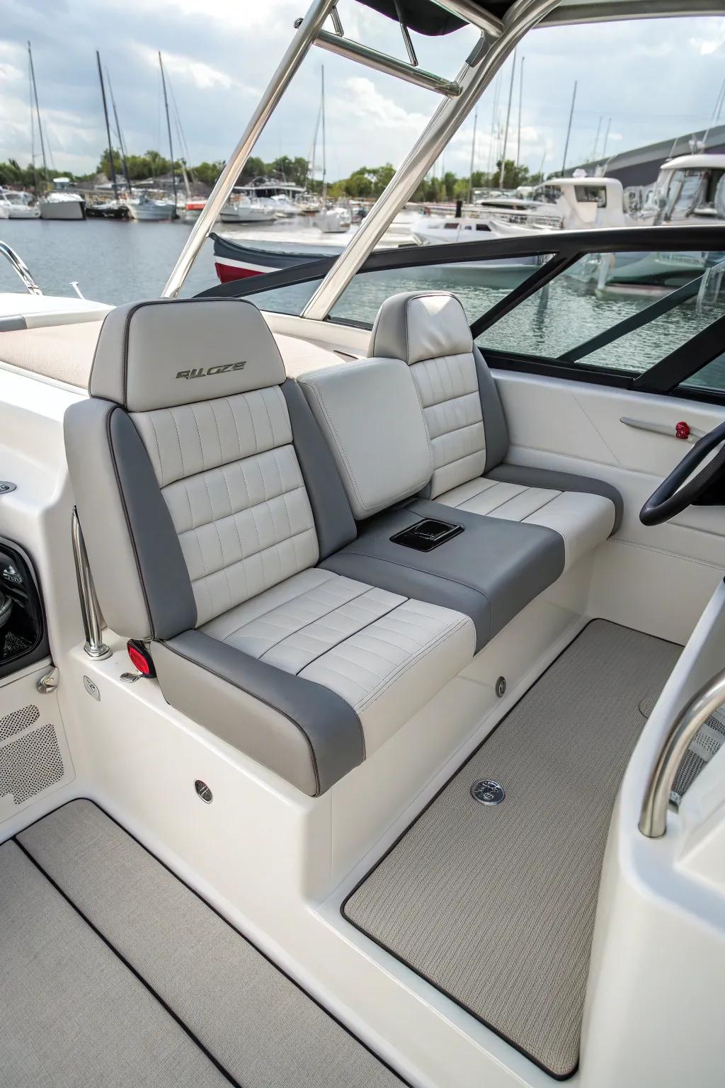 Effortless maintenance using easy-to-clean fabrics for a hassle-free boat interior.