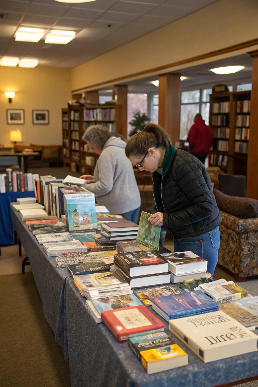 A book exchange spot where guests can trade books.