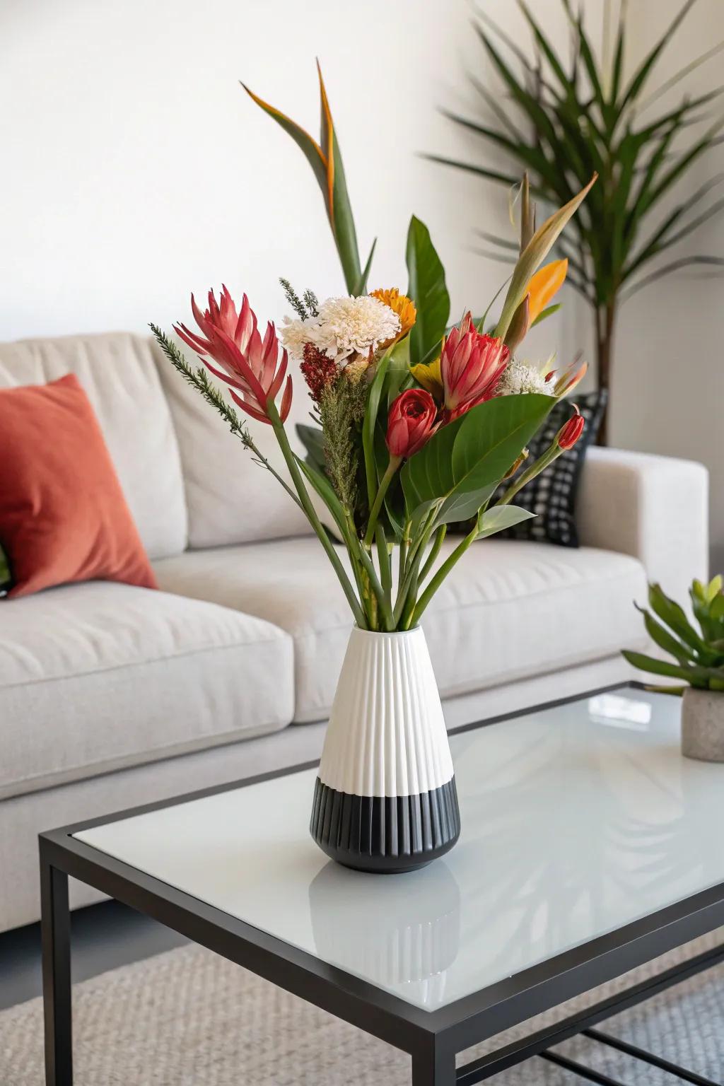 Minimalist arrangement with simple elegance.